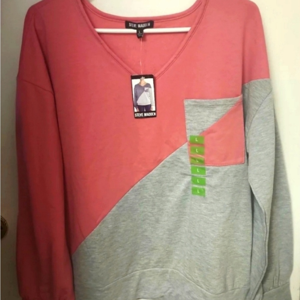 Steve Madden Pink and Gray Women's Sweater